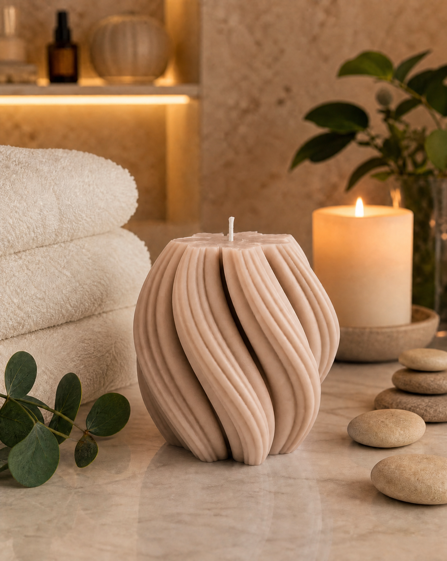 La Bougies Pilier Sculpturale « Comme au Spa »